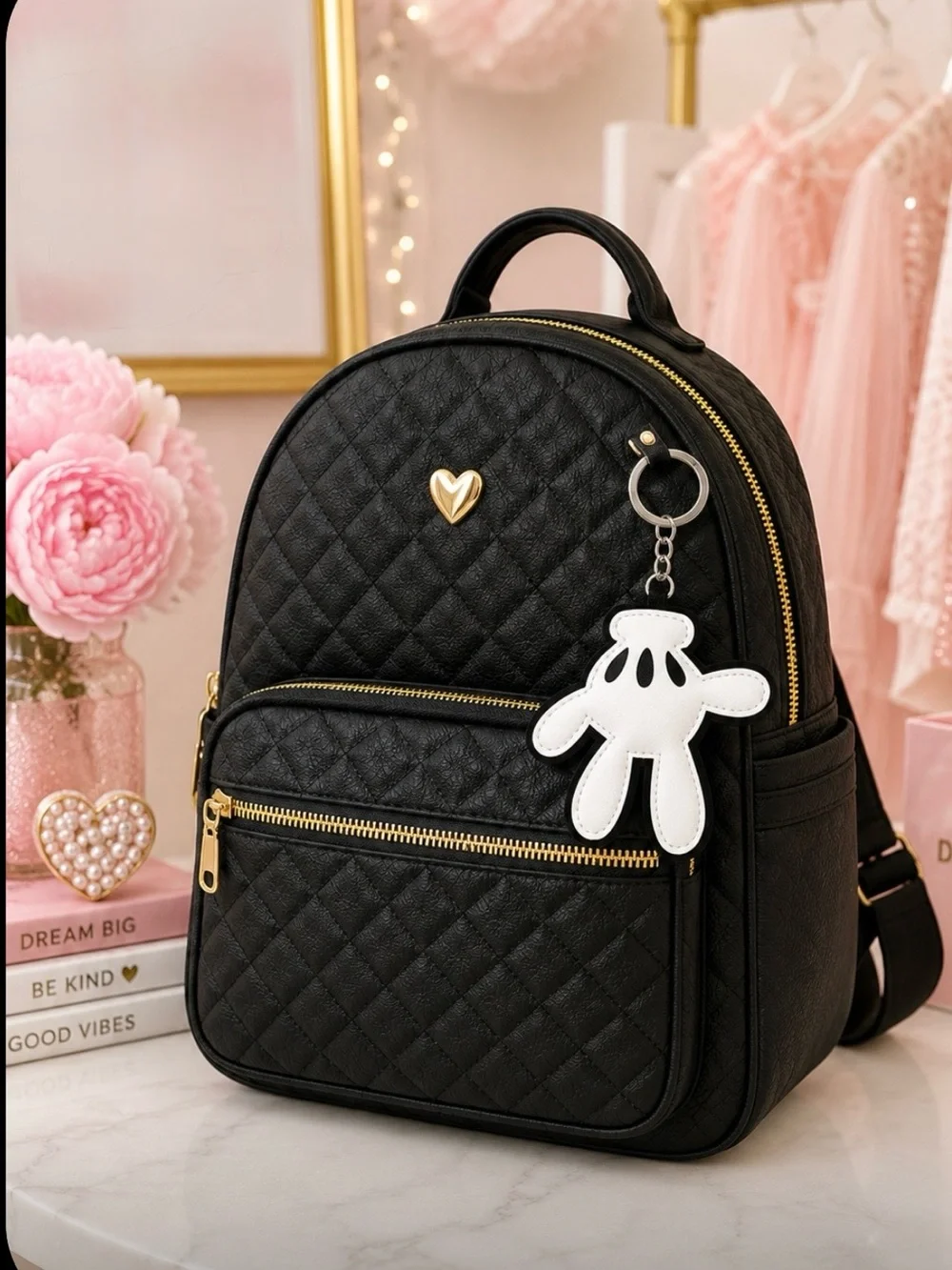 New Mickey & Minnie Mouse Hand Disney Lover Bag Charm Keychain Disney Parks